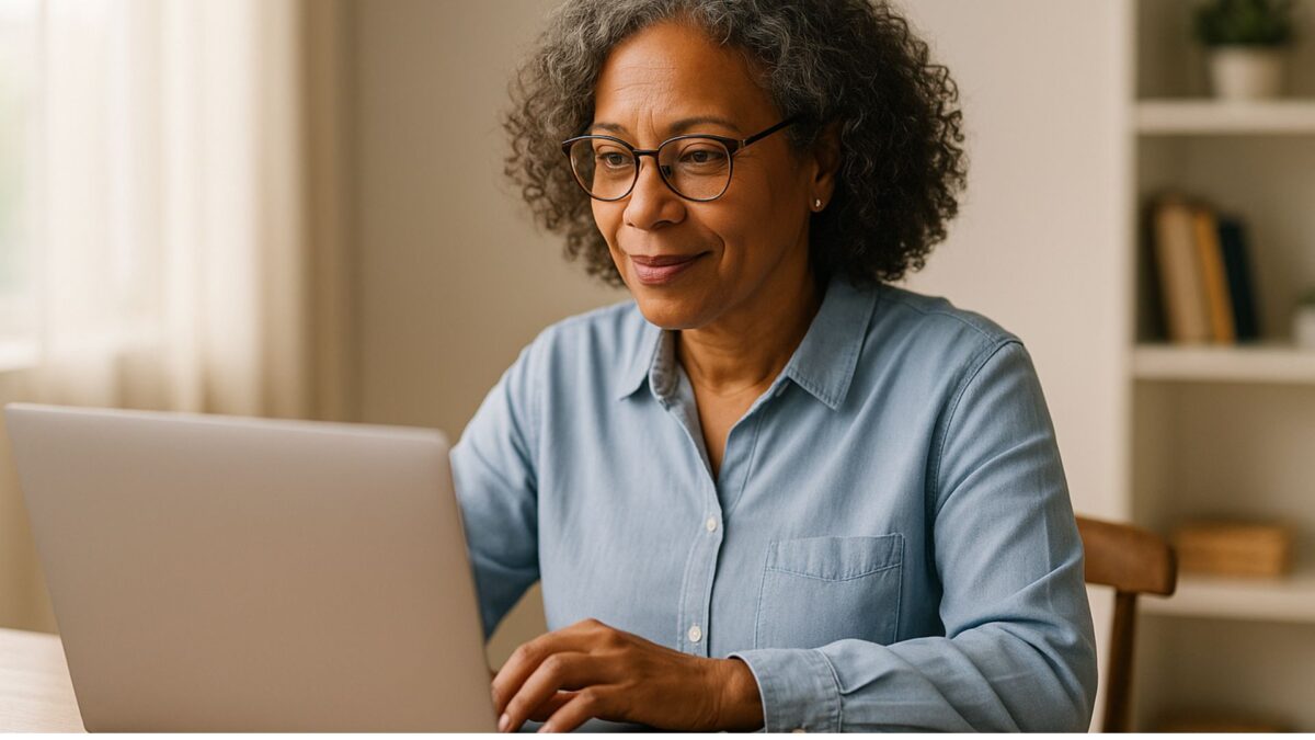 Middle-aged woman starting affiliate marketing online